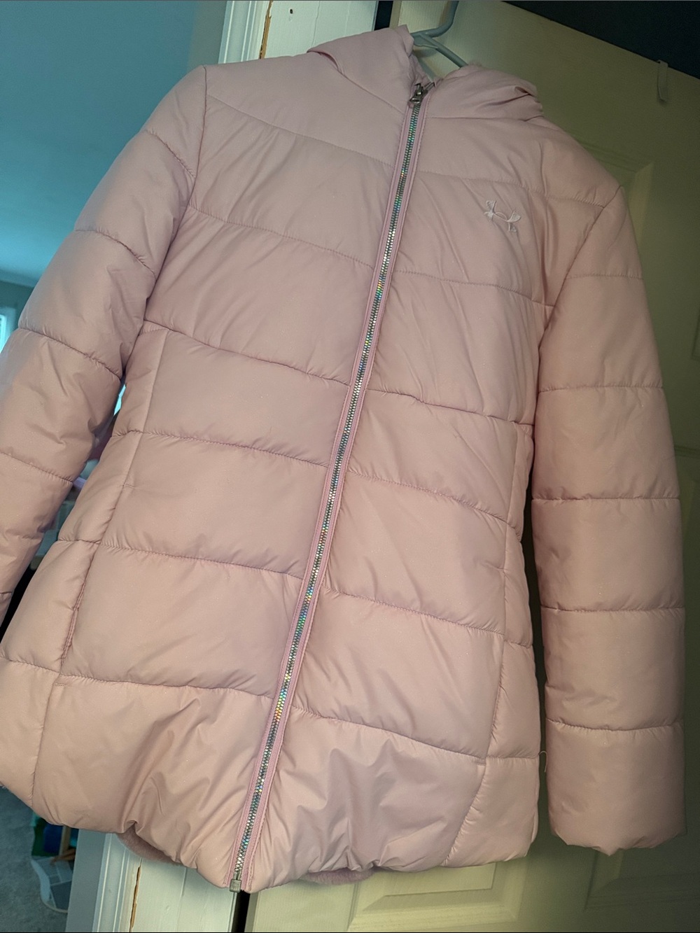 Under Armour Light Pink Kids Puffer Jacket with Hood